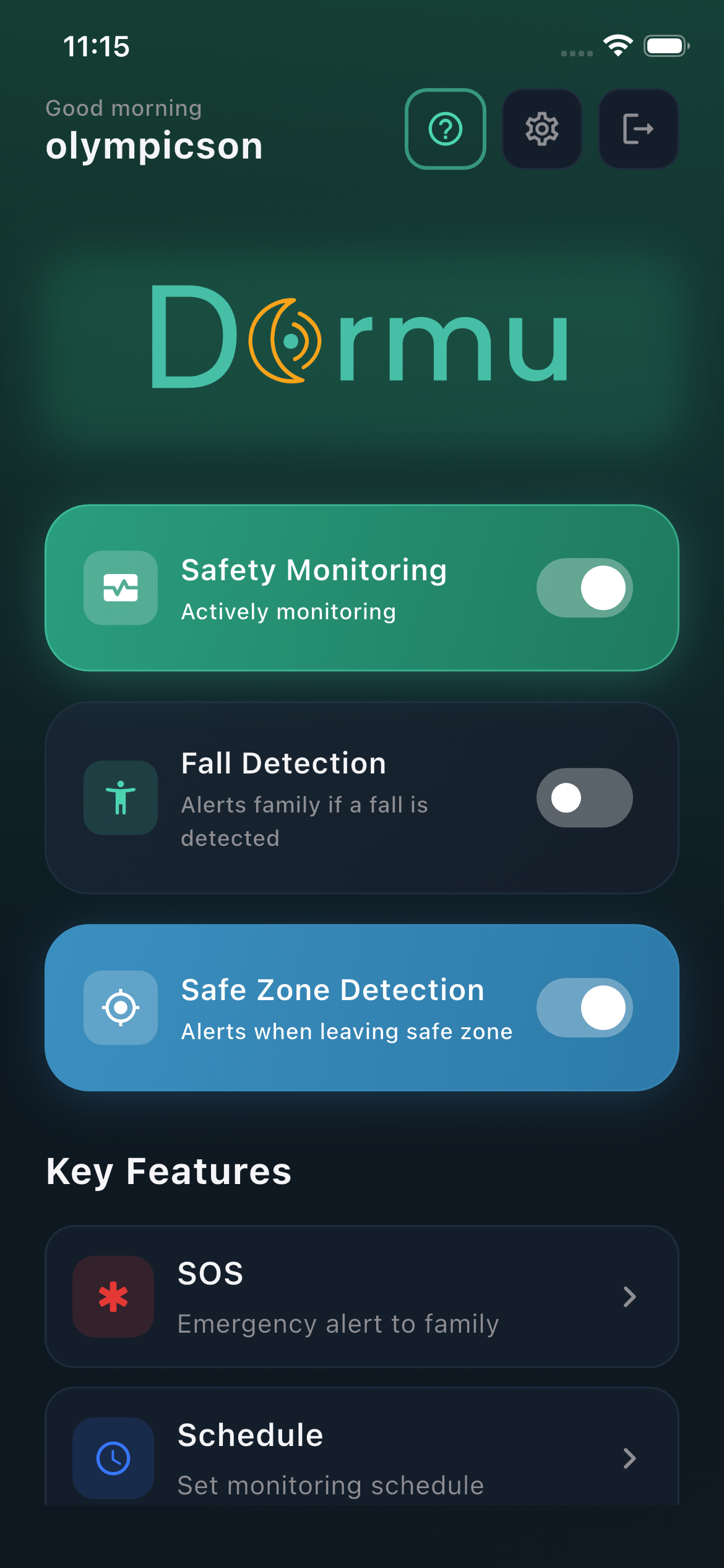 Dormu Monitoring Screen