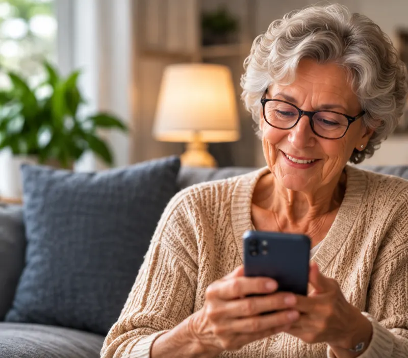 An older woman choosing her monitoring schedule in Dormu